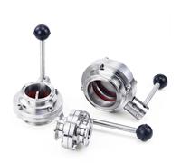 1ud Válvula Mariposa De Tres Abrazaderas Sanitario SS304 - (19/25/32/38/45/51/63mm) Con Junta De Silicona, Grado Alimentario, Para Cerveza Casera, Leche, Bebidas, Farmacia(19mm Ferrule 50.5)