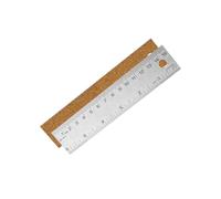 1uds Regla Metal con Respaldo Corcho, 15x3,2x0,1cm Reglas de Borde Recto Metal Acero Inoxidable con Respaldo Corcho para Arquitectura Escolar Suministros Medición para Hogar(Plateado, Marrón)