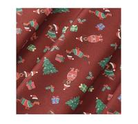 1unid Tela Estampado Perro Cartoon de Navidad - Tela Poliéster Tejida (50/100/200x150cm) - Rosa/Rojo/Albaricoque/Negro para DIY Decoración Festiva/Falda de Árbol/Sacos de Regalo(Red,50X150cm)