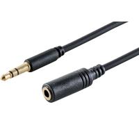 1x 1,5 m - Extensión de audio AUX negra Cable delgado TRS de 3,5 mm con conectores chapados en oro - Para auriculares, altavoces y otros dispositivos de audio