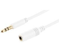 1x 1,5 m - Extensión de audio blanca, 3,5 mm, TRS, delgada, cable de extensión AUX - Conectores moldeados, contactos chapados en oro, ideal para HiFi, dispositivos de audio y sistemas de música