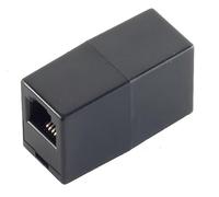 1x - Adaptador de acoplamiento RJ12 negro Western socket 6/6 a Western socket 6/6 asignación 1:1 Contactos chapados en oro Sin blindaje Para sistema telefónico Fax DSL