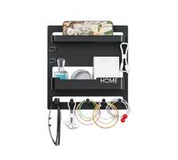 1x Bedroom Floating Shelves - Wall Mount Shelf | Wall Stick On Rack | Floating Bathroom Storage Racks, Adhesive Bedside Shelf Accessories Organizer With Hooks And Cable Clips For Desk, Bathroom