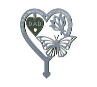 1x Butterfly Memorial Stake - Heart Shaped Yard Stakes | Garden Decor Waterproof | Butterfly Hanging Tag Garden Stakes | Insert Cards Decor, Dad Mom Husband Outdoor For Patio Yard Law