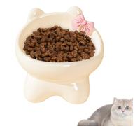 1x Cat Food Bowls - 14.5x15cm Ceramic Raised Cat Bowl, Pet Bowls Slow Feeder Ceramic,15-Degree Tilted Bowl | Non-Slip Kitten-Shape Pet Feeding & Watering Supplies For Indoor Cats Small Dog Kitten