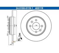 1X Disco de freno ATE 24.0108-0119.1 para RENAULT CLIO V (B7_) 1 2020-