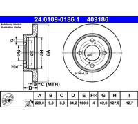 1X Disco de freno ATE 24.0109-0186.1 para SUZUKI SWIFT V (AZ) 1 2017-