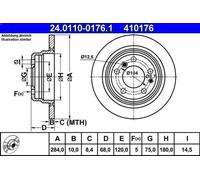 1X Disco de freno ATE 24.0110-0176.1 para BMW 7 (E23) 3.2 1977-1986