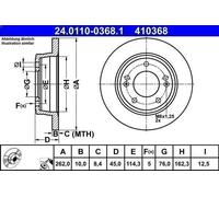 1X Disco de freno ATE 24.0110-0368.1 para HYUNDAI CRETA 2 2016-2021