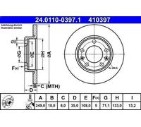 1X Disco de freno ATE 24.0110-0397.1 308 Furgoneta/Hatchback (LB_) 1.6 2015-2021