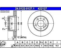 1X Disco de freno ATE 24.0122-0127.1 para VOLVO 240 (P242, P244) 2 1974-1976