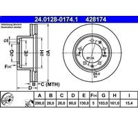 1X Disco de freno ATE 24.0128-0174.1 para PORSCHE 911 (964) 3.6 1988-1993