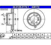 1X Disco de freno ATE 24.0128-0174.1 para PORSCHE 911 (964) 3.6 1988-1993