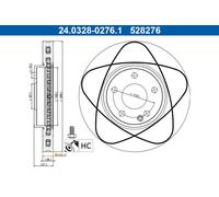 1X Disco de freno ATE 24.0328-0276.1 para CLASE A (W176) 2 2013-2018