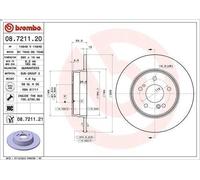 1X Disco de freno BREMBO 08.7211.21 para MERCEDES-BENZ SLK (R171) 3 2005-2011
