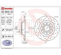 1X Disco de freno BREMBO 08.8843.2X para AUDI A6 C6 (4F2) 2 2005-2011