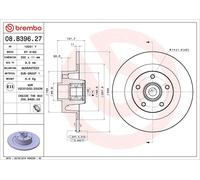 Disco de freno BREMBO 08B39627 trasero, macizo, 1 Pieza