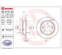 1X Disco de freno BREMBO 08.C172.21 HYUNDAI CRETA 2 2016-2021
