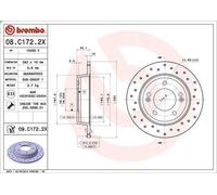 1X Disco de freno BREMBO 08.C172.2X para HYUNDAI CRETA 2 2016-2021