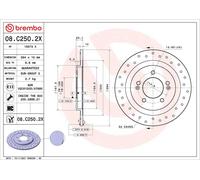Disco De Freno Brembo 08.C250.2X Xtra Line - Xtra para Hyundai Eje Trasero
