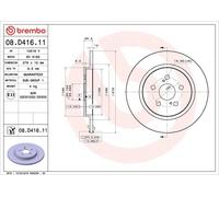 1X Disco de freno BREMBO 08.D416.11 para URBAN CRUISER (_P1_) 1.4 2009-2014