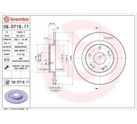 1X Disco de freno BREMBO 08.D718.11 para HONDA CIVIC X Sedán (FC_) 1 2018-2022