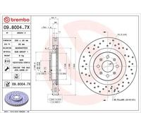 Brembo Disco de freno XTRA LINE 09.8004.7X Delantero perforado ventilado 305 mm 1 pieza