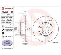 1X Disco de freno BREMBO 09.B337.21 para BMW 3 (E90) 2 2004-2007