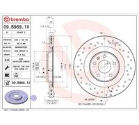 1X Disco de freno BREMBO 09.B969.1X AUDI A5 (8T3) 2 2008-2013