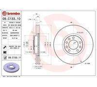 Disco de freno BREMBO 09C13311 delantero, ventilado , altamente carbonizado, 1 Pieza