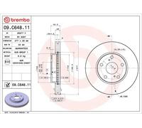 1X Disco de freno BREMBO 09.C648.11 para TOYOTA AURIS (_E18_) 1.2 2015-2018