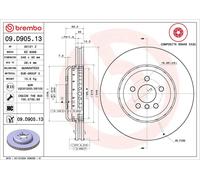 1X Disco de freno BREMBO 09.D905.13 para BMW 5 (G30, F90) 3 2020-2023