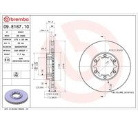 1X Disco de freno BREMBO 09.E167.10 NISSAN CABSTAR E (TL_, VL_) 3 1998-2006