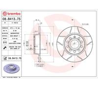 1X Disco de freno BREMBO 08.B413.75 AUDI A3 (8P1) 2 2003-2008