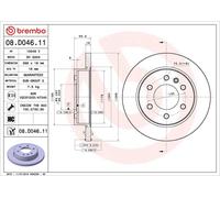 Disco de freno BREMBO 08D04611 trasero, macizo, altamente carbonizado, 1 Pieza