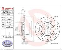 1X Disco de freno BREMBO 9.A738.1X para PEUGEOT 4007 (VU_, VV_) 2 2010-2013