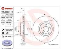 1X Disco de freno BREMBO 9.B822.11 para AUDI A5 (8T3) 2 2008-2013