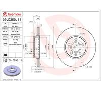 1X Disco de freno BREMBO 9.D250.11 para VOLVO S90 II (234) 2 2016-2021
