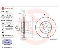 1X Disco de freno BREMBO 9.D607.11 para KIA PICANTO III (JA) 1 2017-