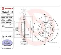 Disco de freno BREMBO 09D97911 delantero, ventilado , 1 Pieza