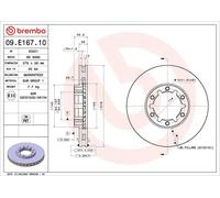 Disco de freno BREMBO 09.E167.10, 1 Pieza