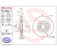 1X Disco de freno BREMBO 9.N268.11 para JEEP CHEROKEE (KL) 2 2014-2018