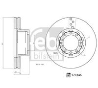 1X Disco de freno FEBI 173146 DAF SB 6.69 2001-