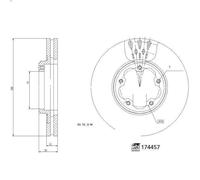 Disco de freno FEBI BILSTEIN 174457 delantero, ventilado , 1 Pieza