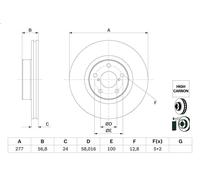Disco de freno BOSCH 0 986 479 E69 delantero, ventilado , altamente carbonizado, 1 Pieza