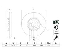 Disco de freno BOSCH 0 986 479 F59 delantero, ventilado , altamente carbonizado, 1 Pieza