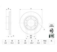 Disco de freno BOSCH 0 986 479 G19 delantero, ventilado , altamente carbonizado, 1 Pieza