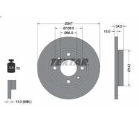 1X Disco de freno TEXTAR 92092803 para PEUGEOT 206 Van 1.1 2002-2007