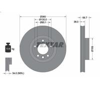 1X Disco de freno TEXTAR 92262605 para VW TOUAREG (7P5, 7P6) 3 2010-2018