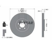 1X Disco de freno TEXTAR 92275905 para AUDI A3 (8L1) 1.8 1996-2003